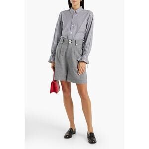 NWT ALEX MILL Pleated Houndstooth Linen Shorts US 8 Romantic Academia Grunge